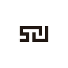 Letter SJ square geometric symbol simple logo vector