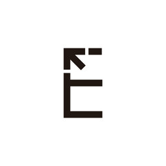 Letter E pointer, square geometric symbol simple logo vector