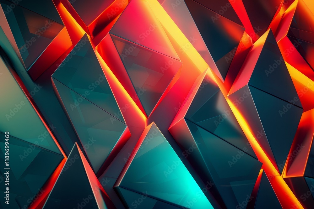 Poster geometric shapes creating a dynamic and vibrant composition, ideal for modern and technological proj