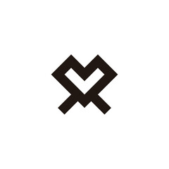 Letter m heart, square geometric symbol simple logo vector