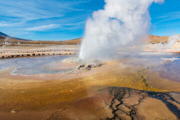 Colors of hot springs in El Tatio