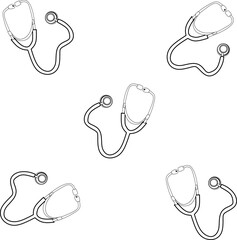 icon vector stethoscopes design, with various design shapes, with a hand drawn black outline style for medical. 