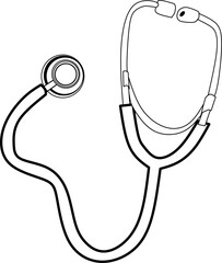 icon vector stethoscope design, with various design shapes, with a hand drawn black outline style for medical. 