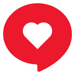 White Love with Red Circle Rounded Bubble Chat Center