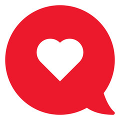 White Love with Red Circle Rounded Bubble Chat Right
