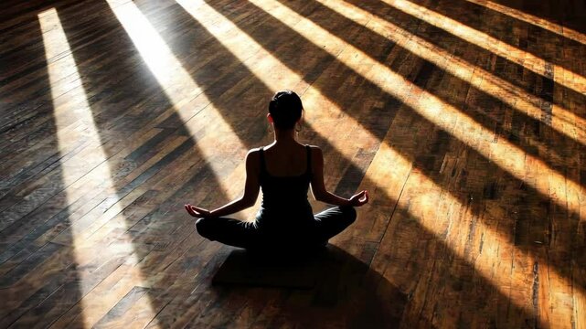 Meditative serenity with sunlit shadows: a calming yoga sequence