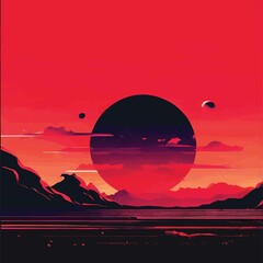 sunset over the mountains