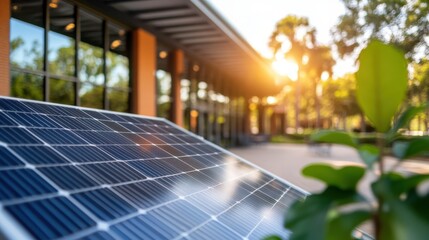 Fototapeta premium Solar-powered community center showcasing renewable energy solutions