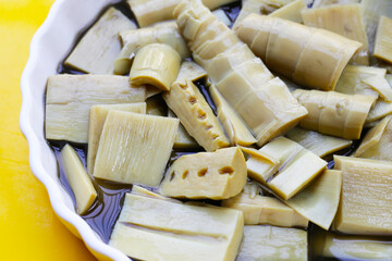 Bamboo shoot in tiliacora triandra juice