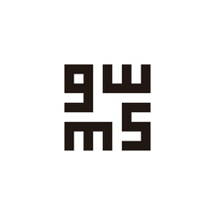 Letter g, m, s and w square, round  geometric symbol simple logo vector