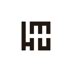 Letter H, m and U square geometric symbol simple logo vector