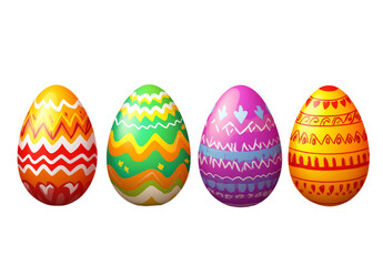 Fototapeta premium Colorful Decorative Easter Eggs on White 