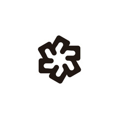 Hexagon, square curve, abstract geometric symbol simple logo vector