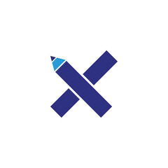 Letter x pencil geometric symbol simple logo vector
