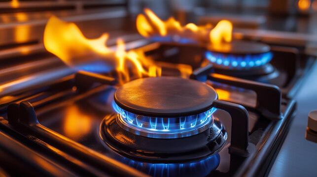 The gas stove is in working order. Flame