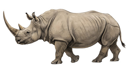 Obraz premium rhinoceros from the side isolated on white background