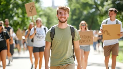 Obraz premium Marching for a greener future with determination and hope