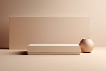 3d illustration of empty modern minimal podium with product display