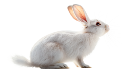 white rabbit from the side isolated on transparent background