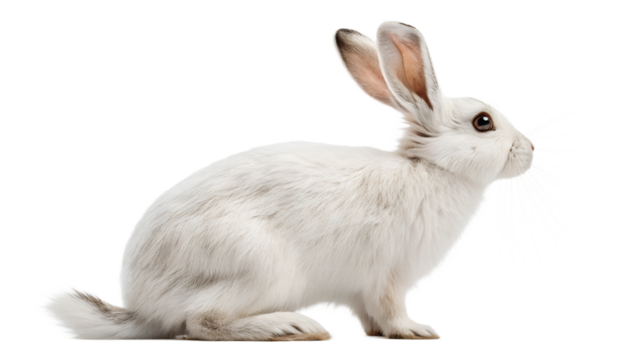 white rabbit from the side isolated on transparent background