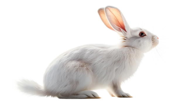 white rabbit from the side isolated on transparent background