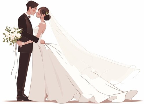 Simple vector illustration of a bride and groom