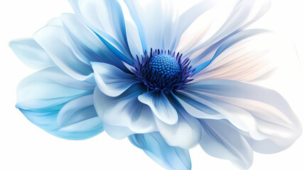 Obraz premium Close-up of a beautiful blue and white flower isolated on a white background, showcasing vibrant colors and delicate petals isolated on pngs transparent background. Seapearl. Illustration