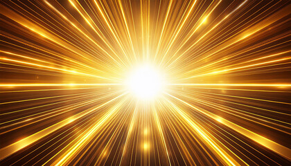 a bright white light shines in the center of the frame surrounded by a yellow glow and radiating rays