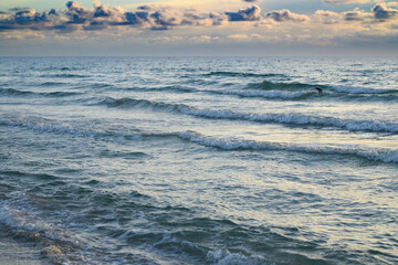 Sea waves for background or backdrop. Ocean waves and scenic seascape. Waves at beach. Waterscape for background.