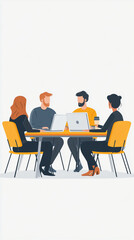 Group of people sitting at a table with their laptop.