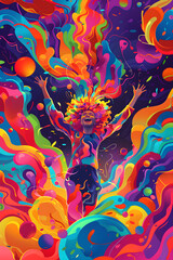 A Burst of Joy: Animated Celebration of Happiness in Vivid Detail and Color