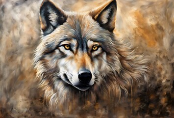 Obraz premium Radiant Wolf: Reflections of Nature