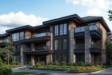 Fototapeta premium architectural rendering of a modern commercial building