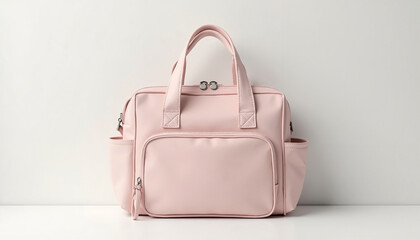Pink handbag on a white background