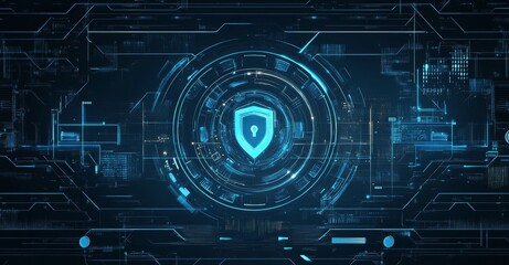 Obraz premium A modern illustration depicting an abstract background with elements of security digital technology, a protection system, and privacy.