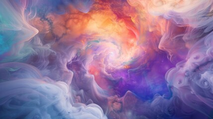 a whimsical abstract realm adorned with vivid colors and surreal imagery, featuring ample white space in the center for text, enchanting and otherworldly hues against a backdrop of swirling mists