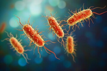 Fototapeta premium A close-up of 3D microscopic images featuring probiotic and oral bacteria.