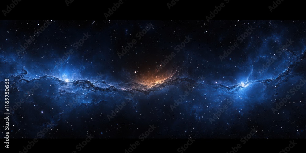 Poster cosmic nebula and star field in deep space with ethereal light and surreal style
