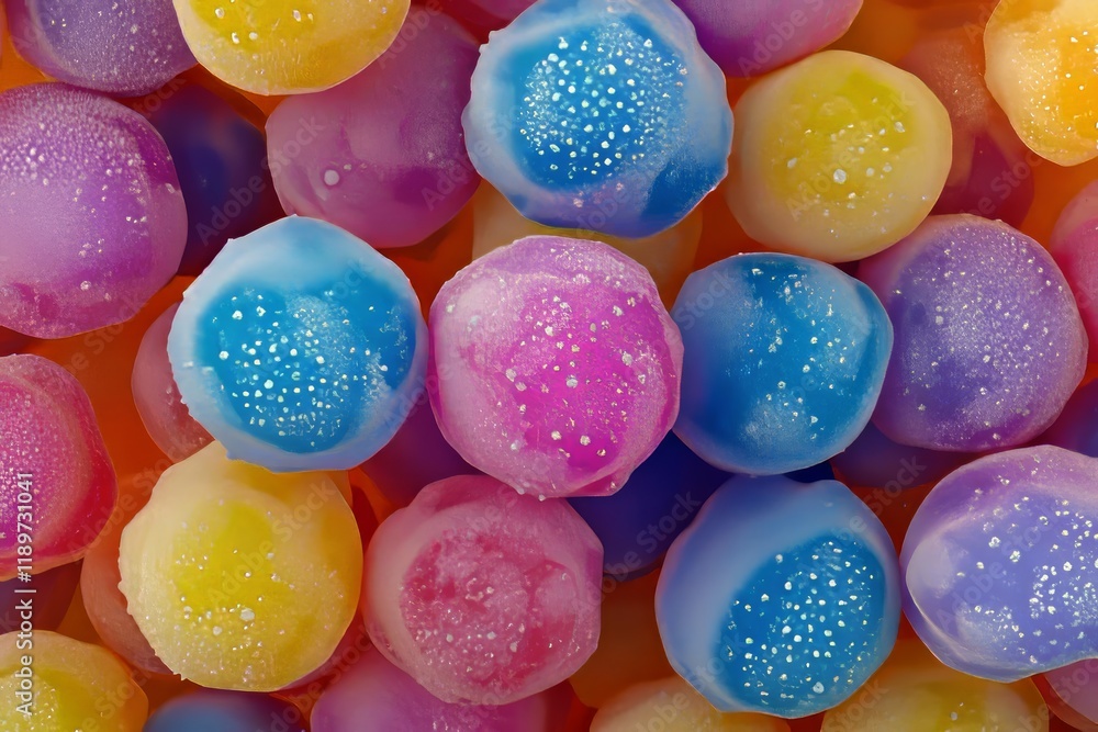 Poster close-up of an abstract background showcasing round vaccine cells in different sizes, illuminated by
