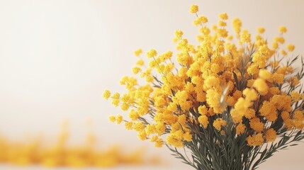 Vibrant yellow flowers with green stems against a soft background