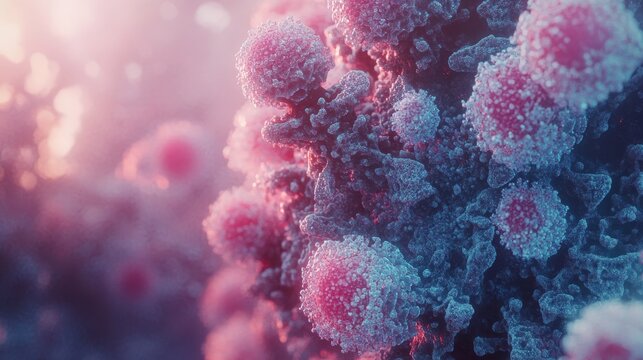 A vivid and artful illustration of a conceptual virus, with striking colors and detailed designs that echo the dissemination and replication of viral structures.