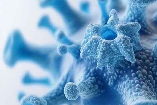 Cytomegalovirus (CMV), a member of the Herpesviridae family and a DNA virus, is illustrated in 3D with a focus on giant cells. This virus tends to affect newborns and those whose immune systems are