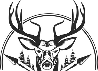 hunting Deer Duck and fish minimalist logo design	