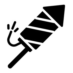 Firework rocket glyph icon perfect for celebrations and festive events