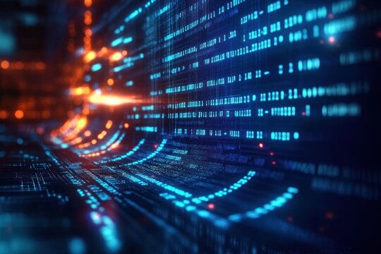 Futuristic Digital Interface Programming Code Abstract Technology Cyberpunk Design for Software Development and Computer Applications