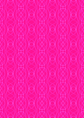 Hand-drawn abstract seamless ornament. Neon pink (plastic pink) background and glowing pattern on it. Cloth texture. Digital artwork, A4. (pattern: p10-1f)