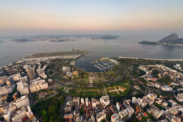 Fototapeta premium Aerial View of Marina da Gloria in Rio de Janeiro and Santos Dumont Airport at Guanabara Bay