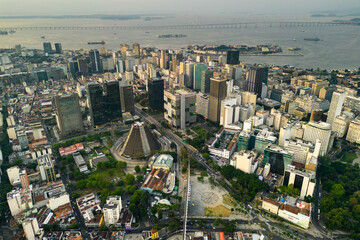 Naklejka premium Downtown Rio de Janeiro Aerial View With Metropolitan Cathedral in the Middle