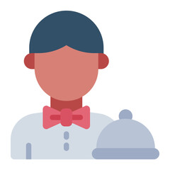 Waiter avatar flat icon representing professional service in events