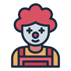 Clown avatar filled line icon representing entertainment and fun in events
